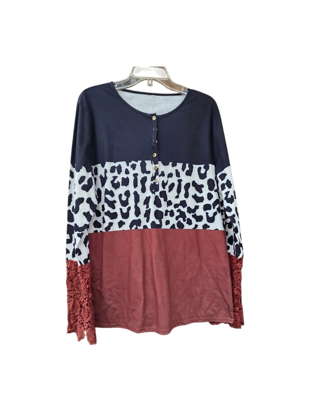 Womens ribbed longsleeve tshirt black leopard burnt orange tshirt